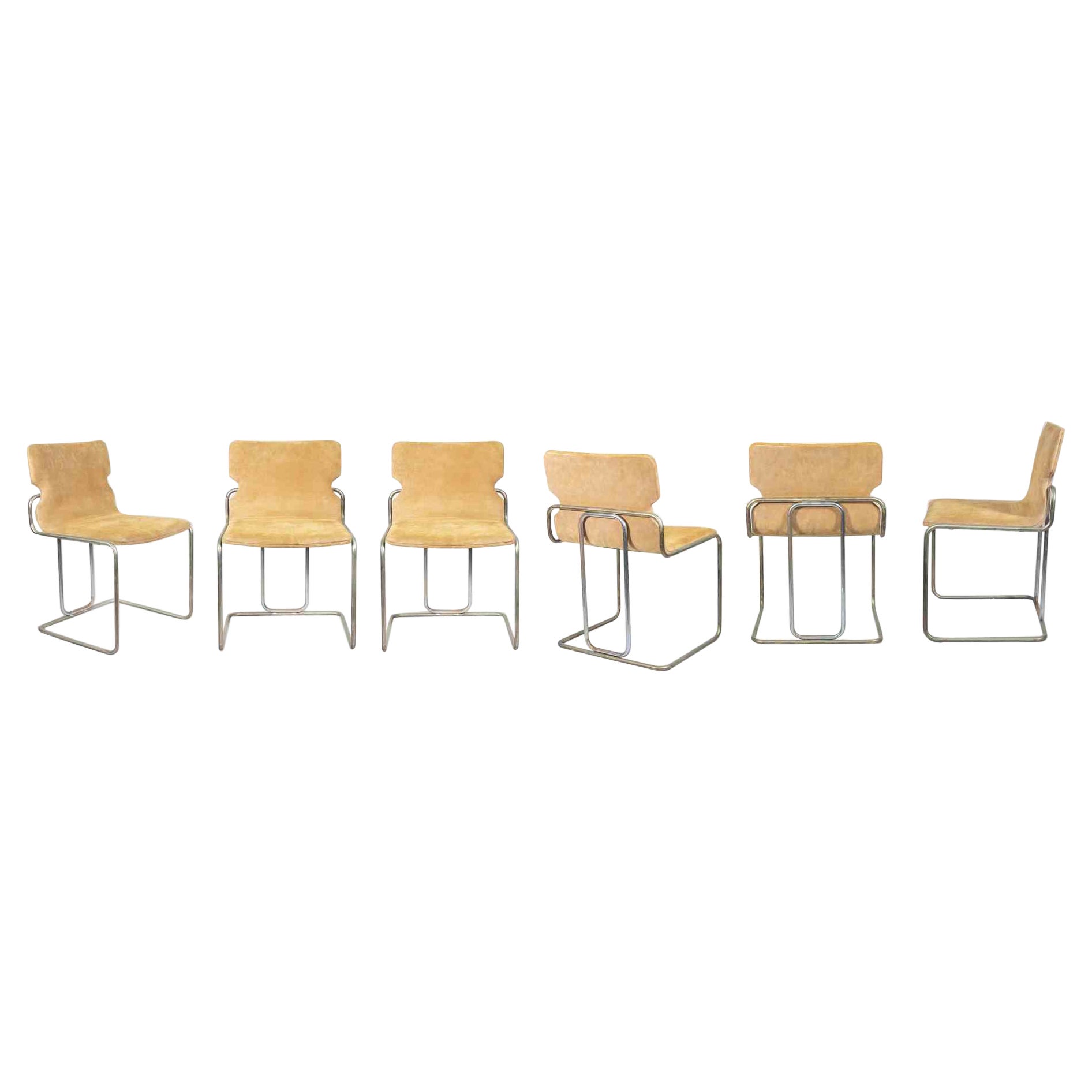 Set of 6 Vintage Chairs in the style of Willy Rizzo, Italy, 1970s
