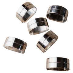 Set of 6 Vintage Chrome Napkin Rings Italy, 1970s