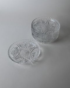 Set of 6 Vintage Crystal Dessert Plates, Dresdener Crystal, 1950s