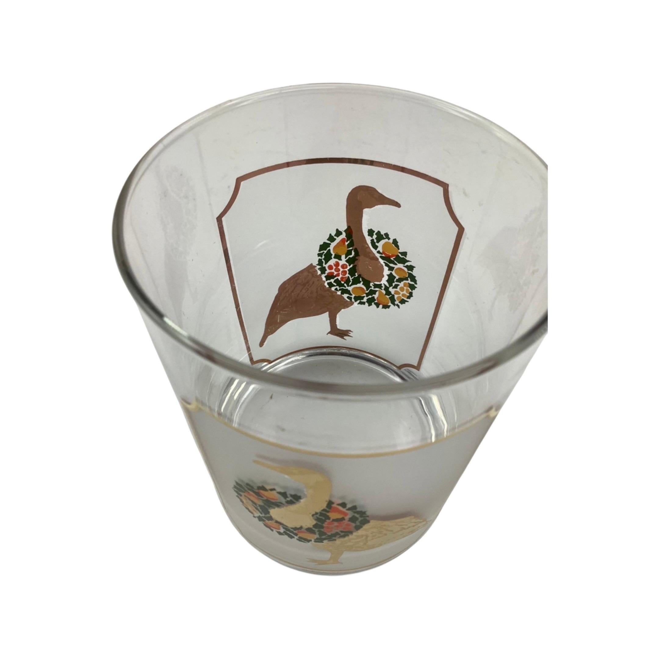 20th Century Set of 6 Vintage Culver Festive Geese Old Fashioned Glasses For Sale