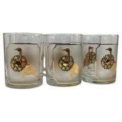 Set of 6 Retro Culver Festive Geese Old Fashioned Glasses