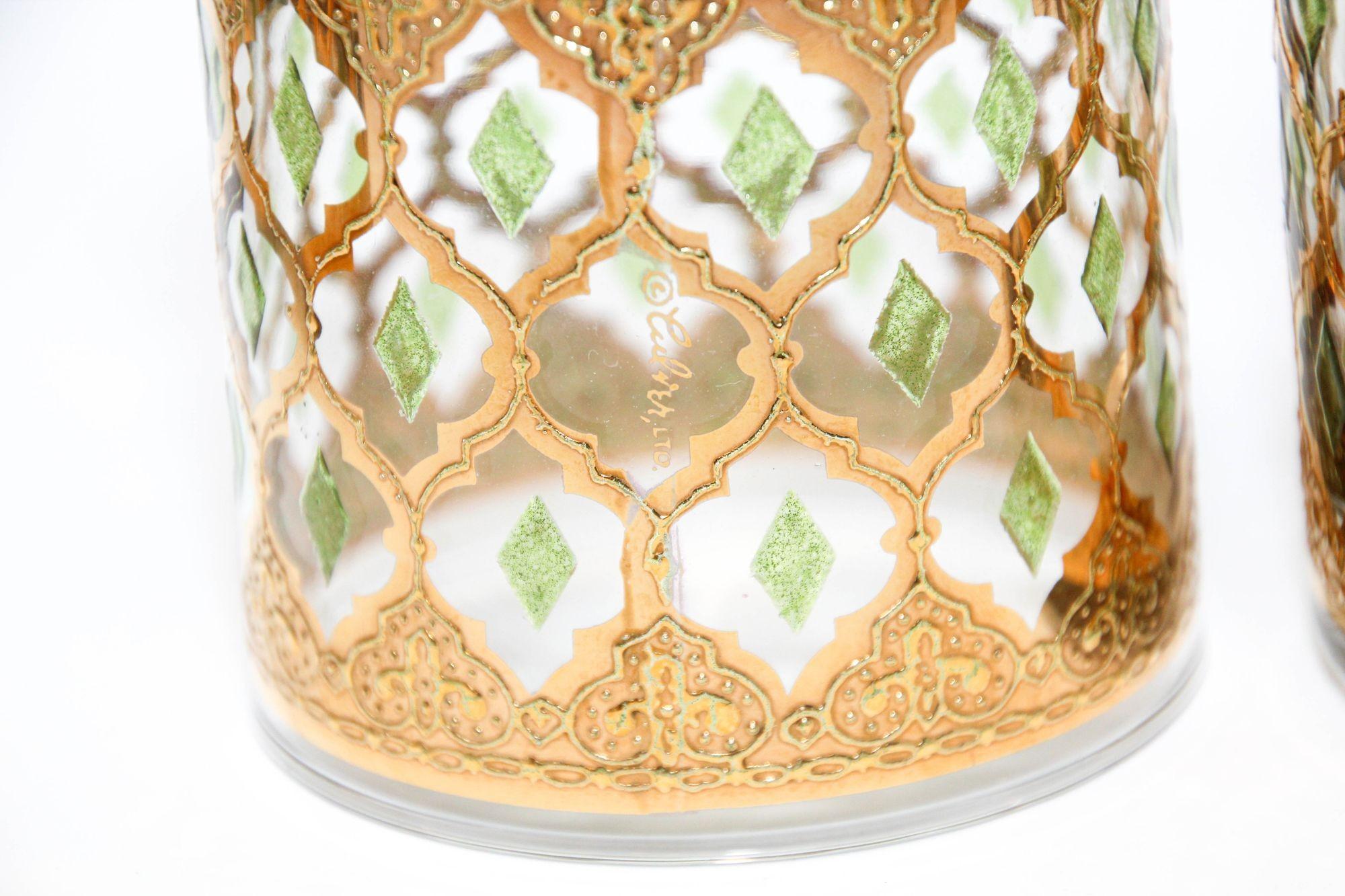 Set of 6 Vintage Culver Ltd Barware Glasses with 22-Karat Gold Valencia Design 1