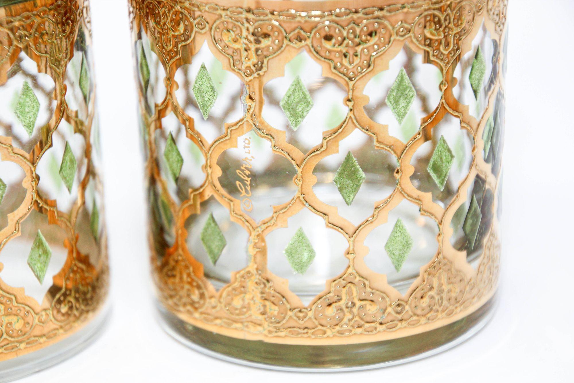 Set of 6 Vintage Culver Ltd Barware Glasses with 22-Karat Gold Valencia Design 2