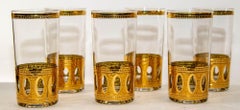 Set of 6 Vintage Culver Ltd Highball Glasses with 22-Karat Gold Antigua 1950s