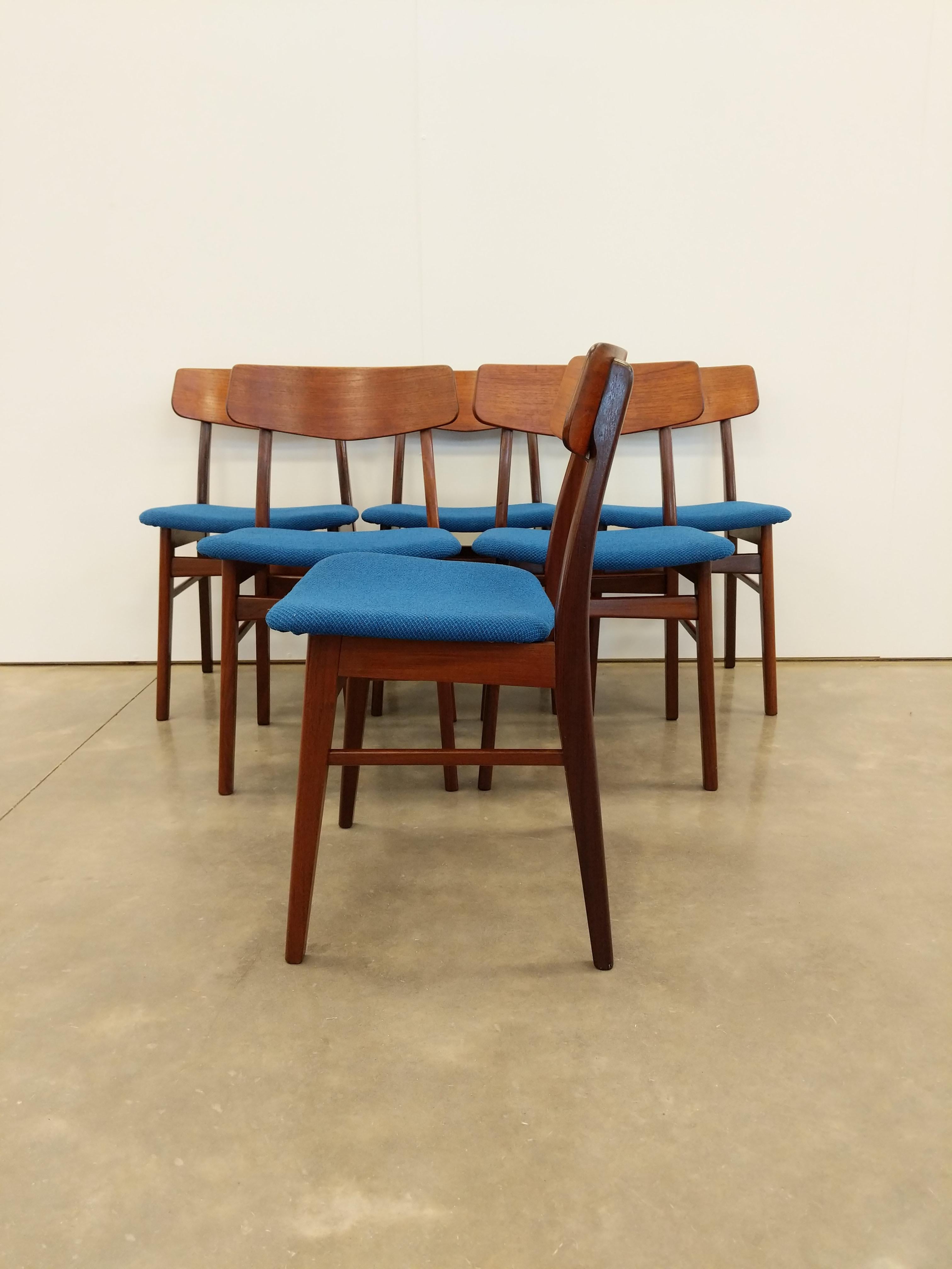 Danois Ensemble de 6 chaises de salle à manger danoises vintage, mi-siècle moderne en vente