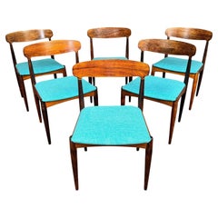 Set of 6 Vintage Danish Mid Century Modern Rosewood Dining Chairs by Johannes An