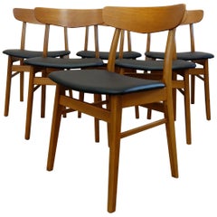 Set of 6 Vintage Danish Modern Dining Chairs by Farstrup