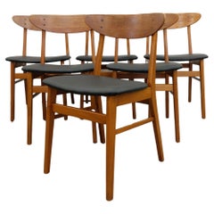 Set of 6 Vintage Danish Modern Dining Chairs by Farstrup