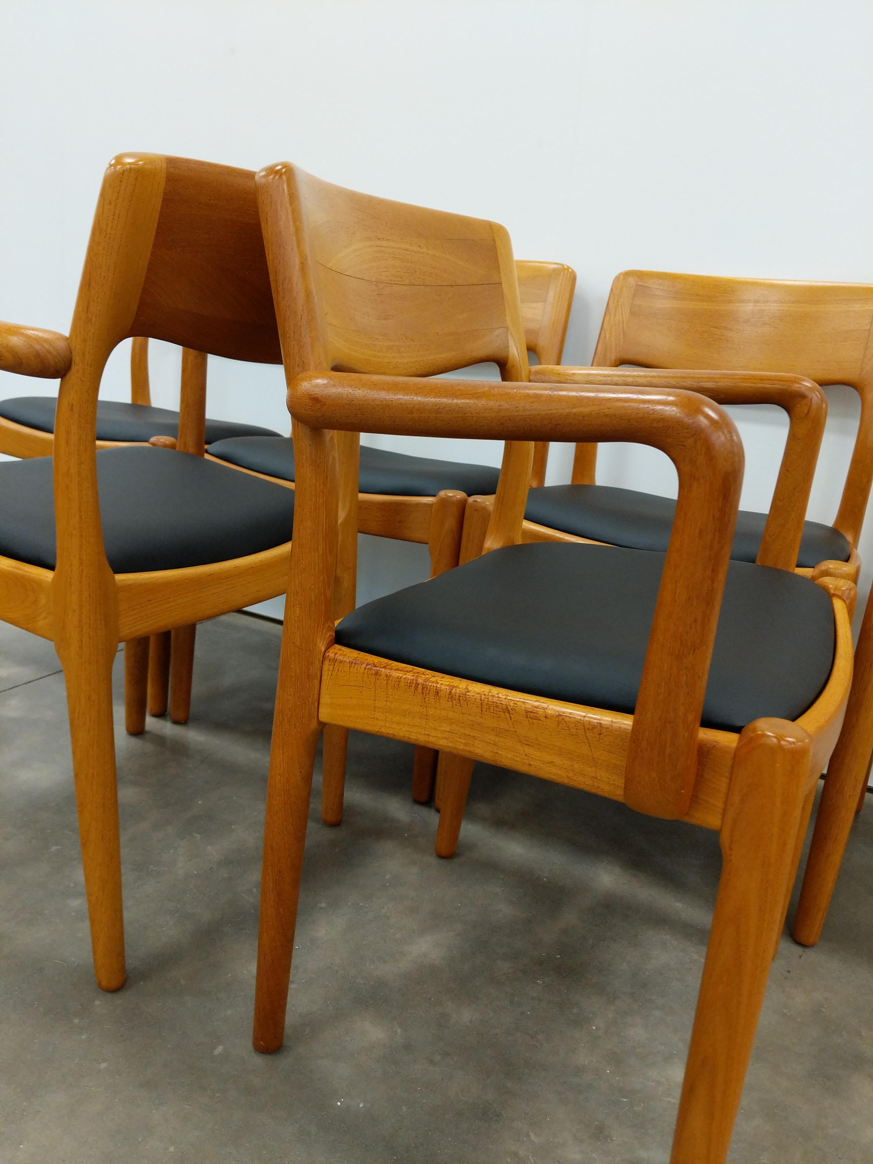 20th Century Set of 6 Vintage Danish Modern Juul Kristensen Teak Dining Chairs