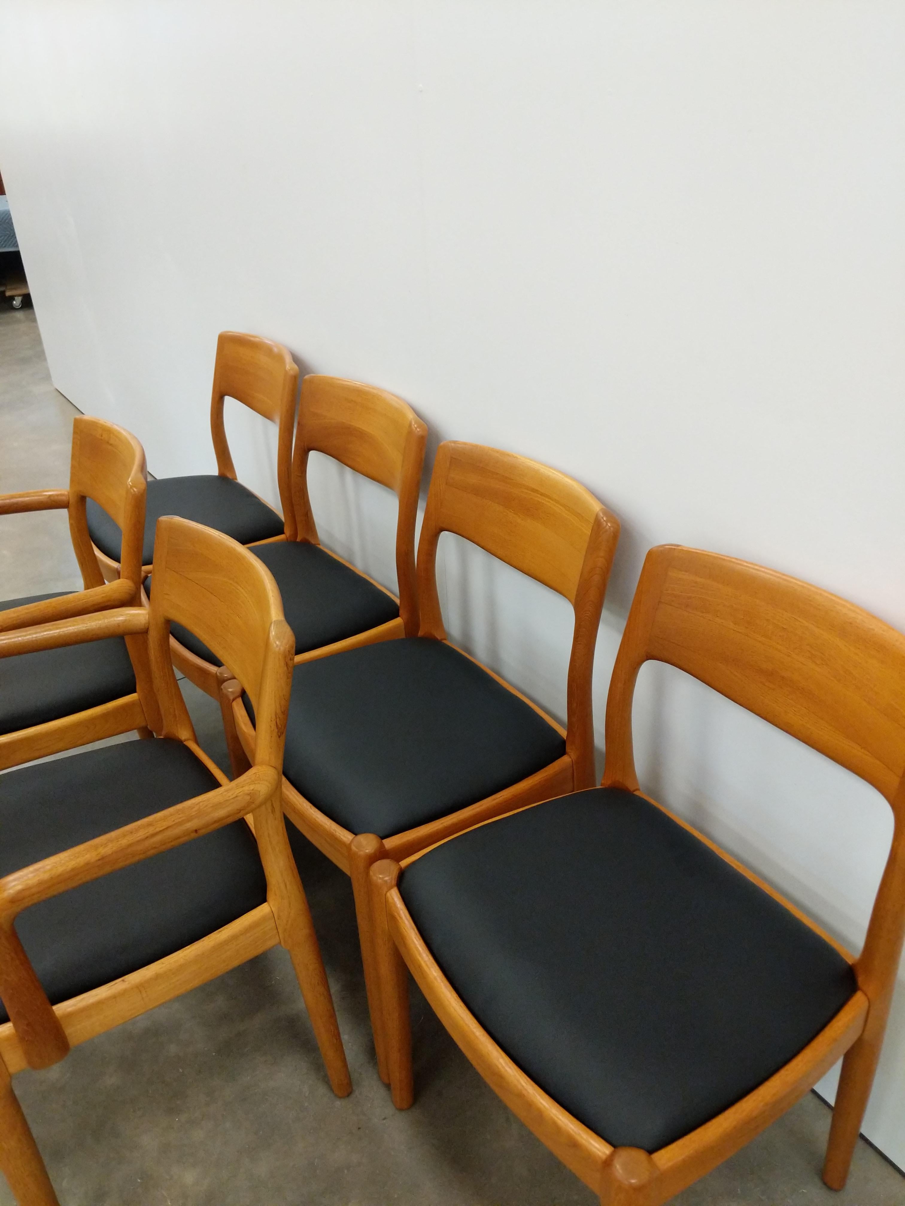 Set of 6 Vintage Danish Modern Juul Kristensen Teak Dining Chairs 4