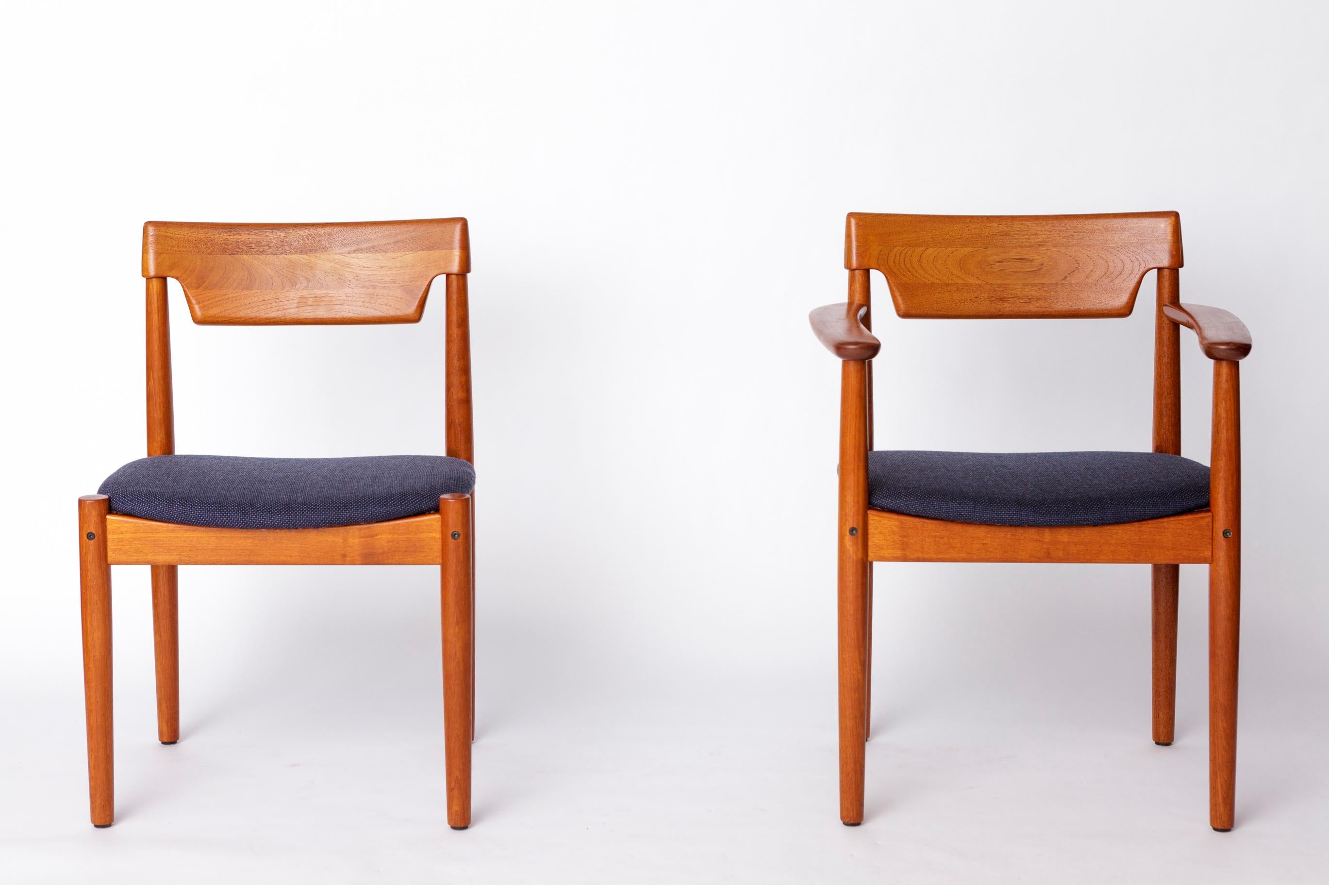 Satz von 6 dänischen Teakholzstühlen im Vintage-Stil von Grete Jalk, 1960er Jahre  Neu gepolstert (Dänisch) im Angebot