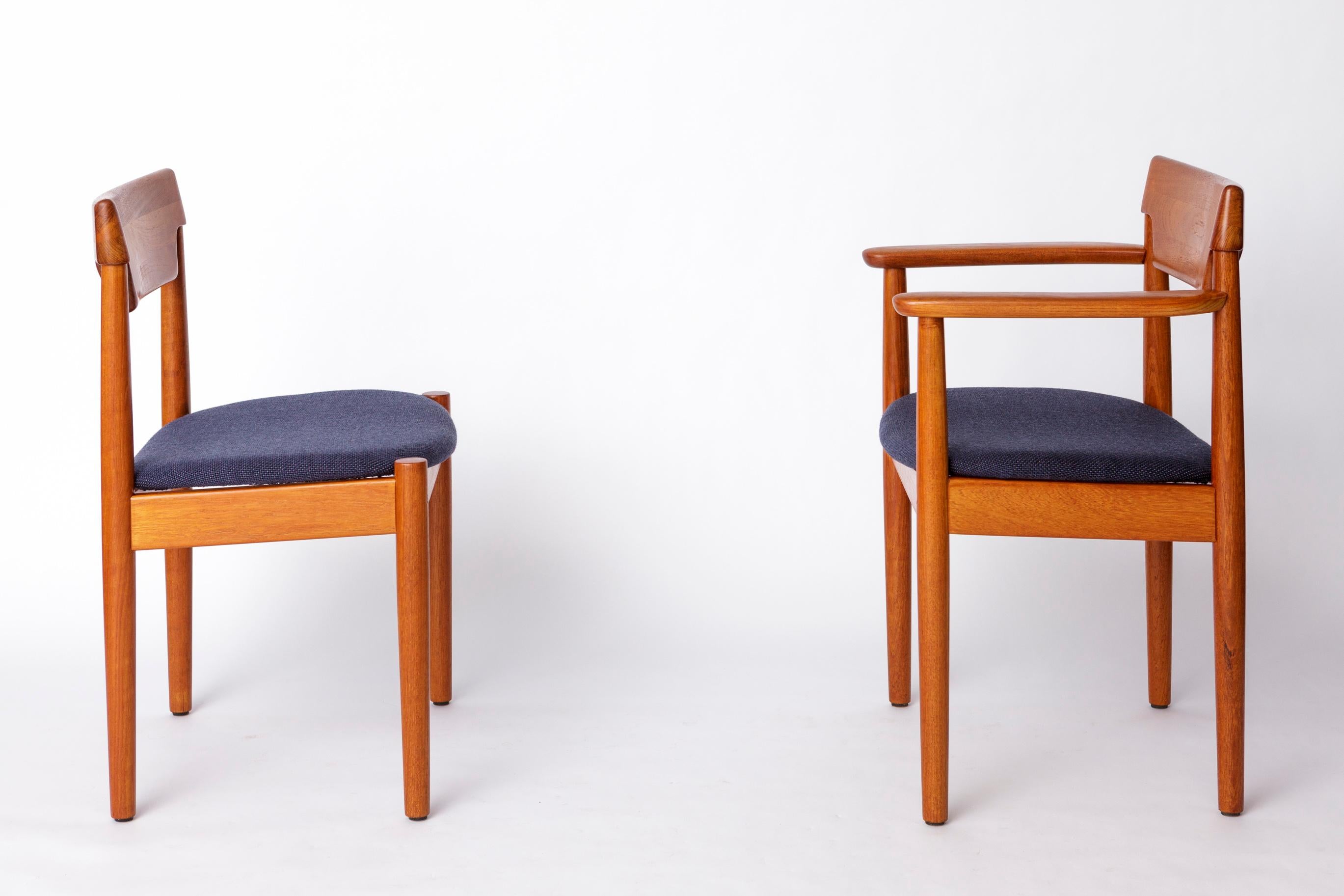 Satz von 6 dänischen Teakholzstühlen im Vintage-Stil von Grete Jalk, 1960er Jahre  Neu gepolstert (Poliert) im Angebot