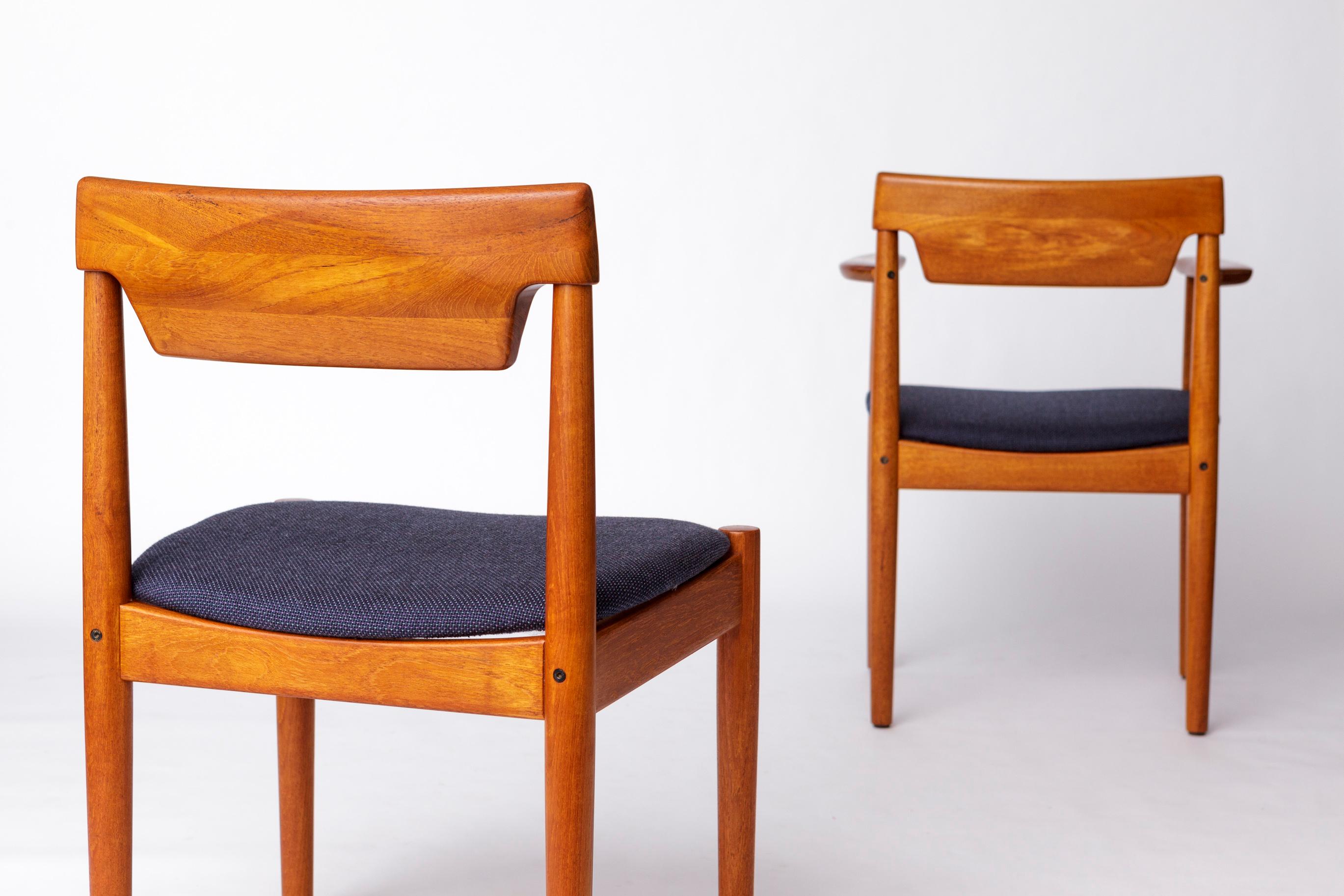 Satz von 6 dänischen Teakholzstühlen im Vintage-Stil von Grete Jalk, 1960er Jahre  Neu gepolstert im Zustand „Hervorragend“ im Angebot in Hannover, DE