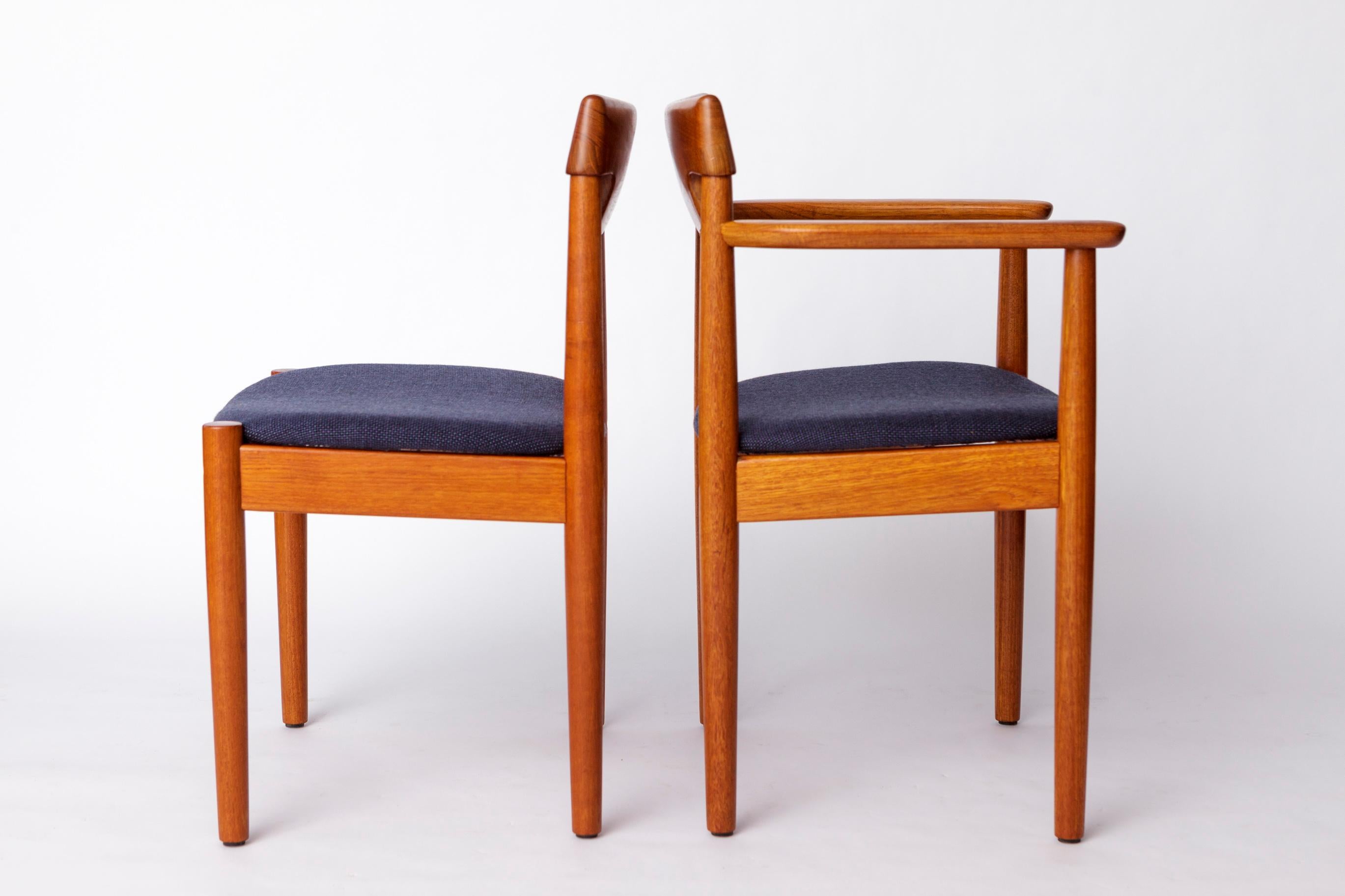 Satz von 6 dänischen Teakholzstühlen im Vintage-Stil von Grete Jalk, 1960er Jahre  Neu gepolstert im Angebot 2