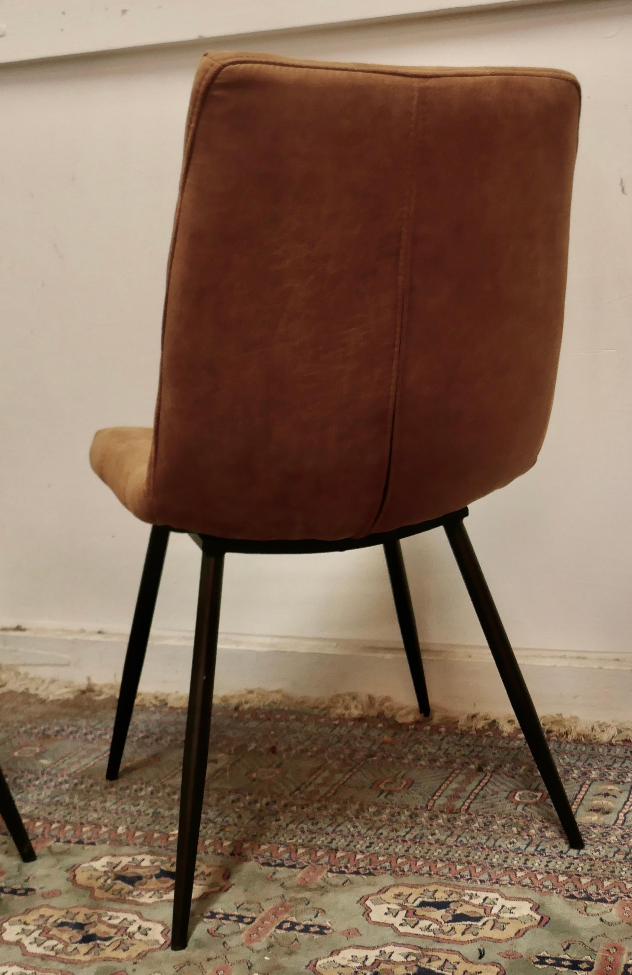 20th Century Set of 6 Mid Century Dining Chairs Upholstered in Suede 