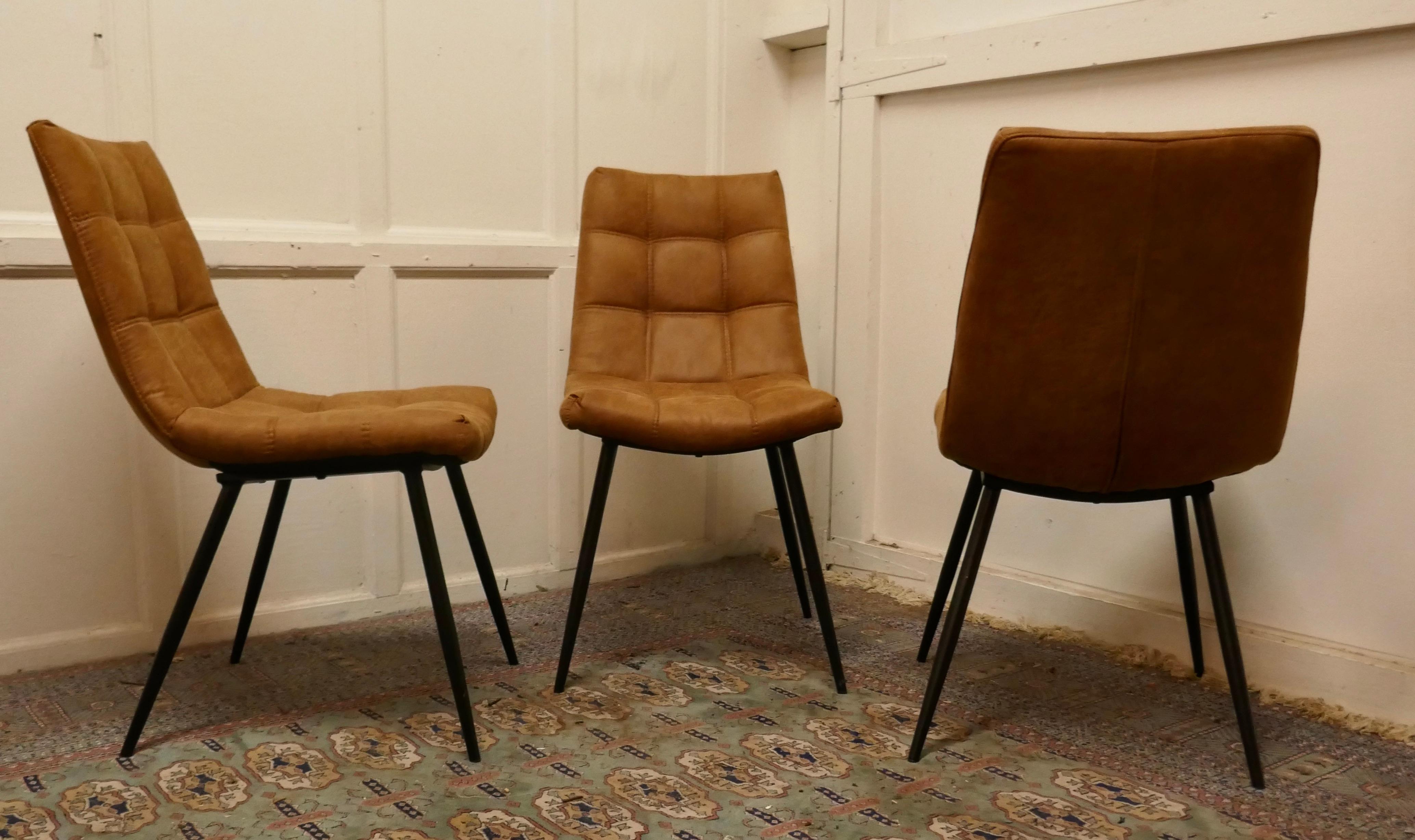 Set of 6 Mid Century Dining Chairs Upholstered in Suede  1
