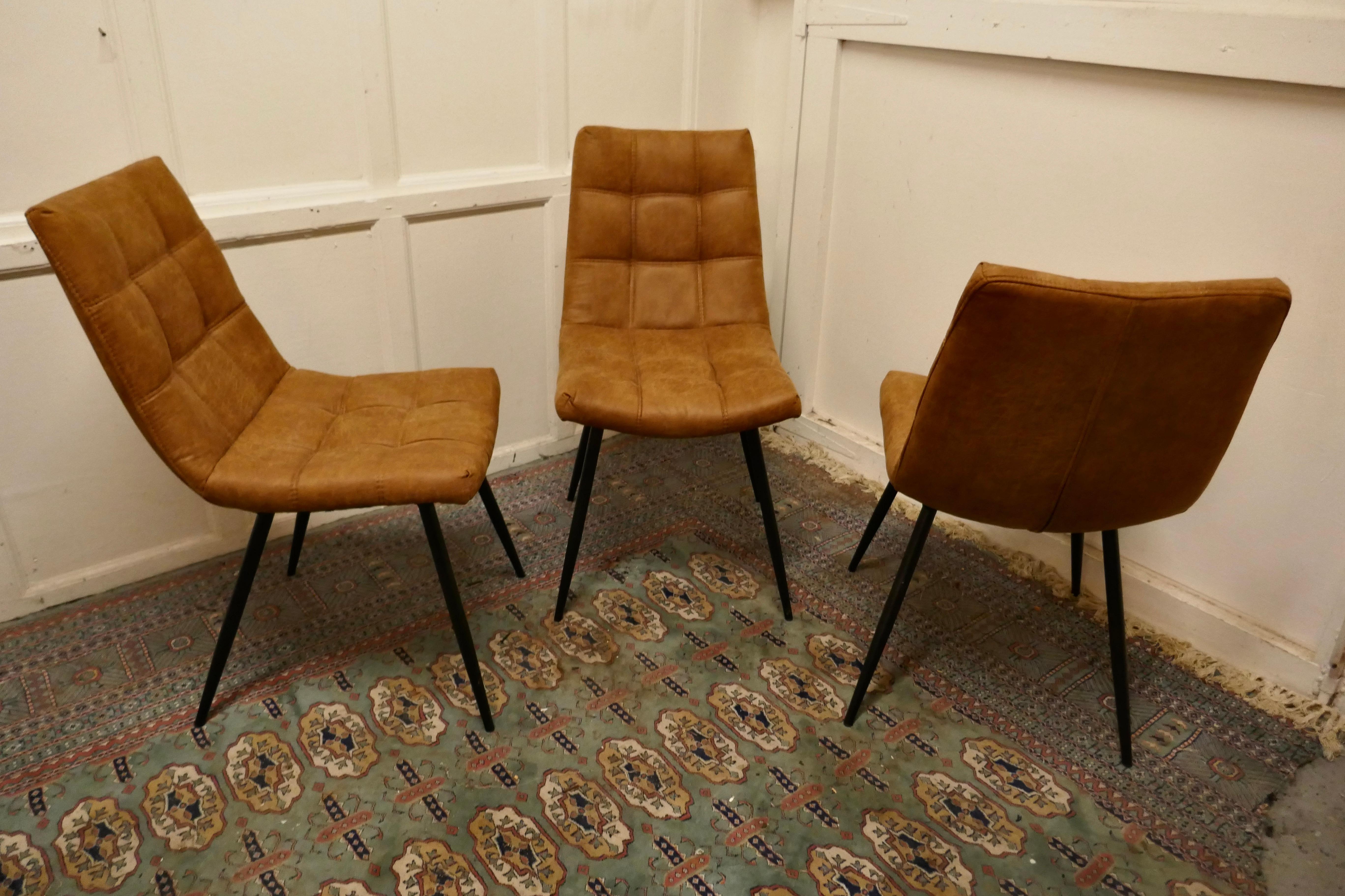 Set of 6 Mid Century Dining Chairs Upholstered in Suede  2