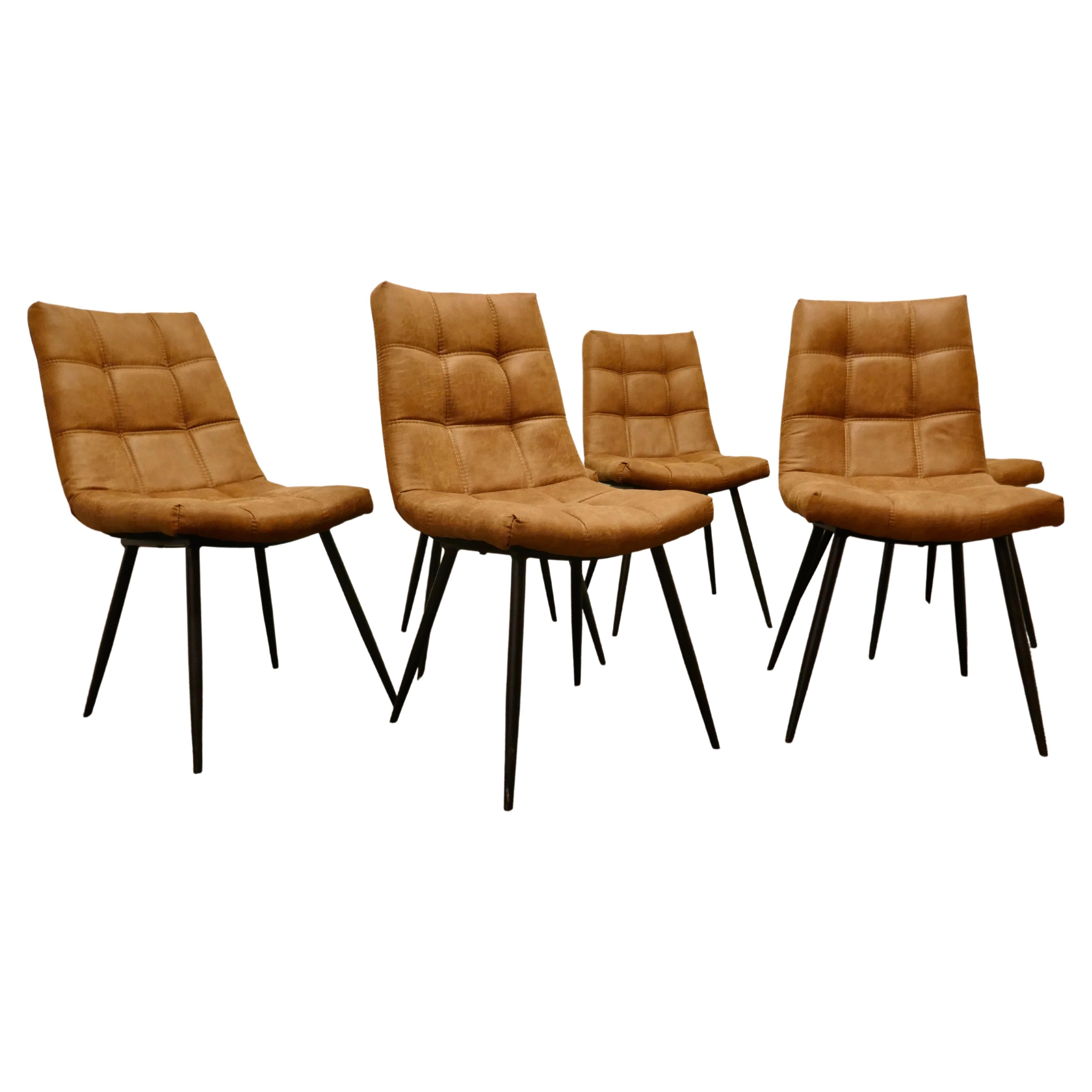 Set of 6 Mid Century Dining Chairs Upholstered in Suede 