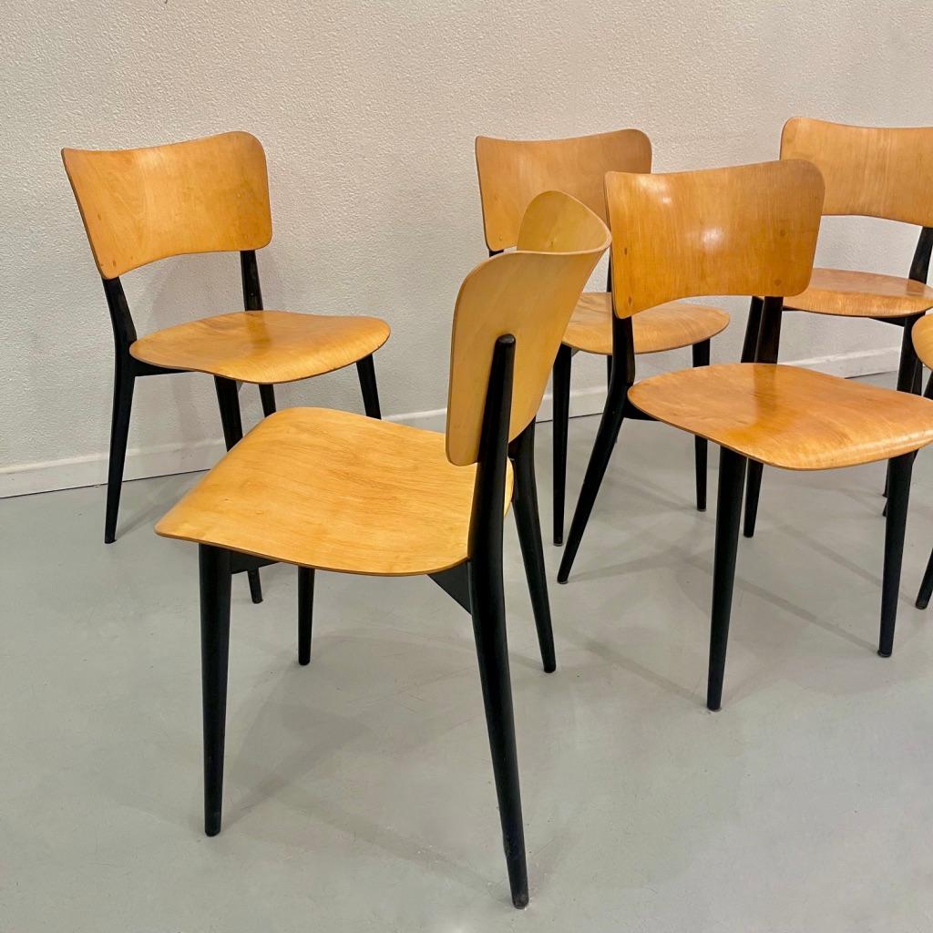 Mid-20th Century Set of 6 vintage dining chairs by Max Bill, Horgen Glarus, Switzerland ca. 1950s For Sale