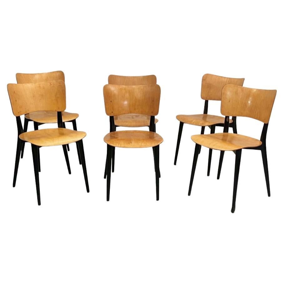 Ensemble de 6 chaises de salle à manger vintage par Max Bill, Horgen-Glarus, Suisse ca. 1950s