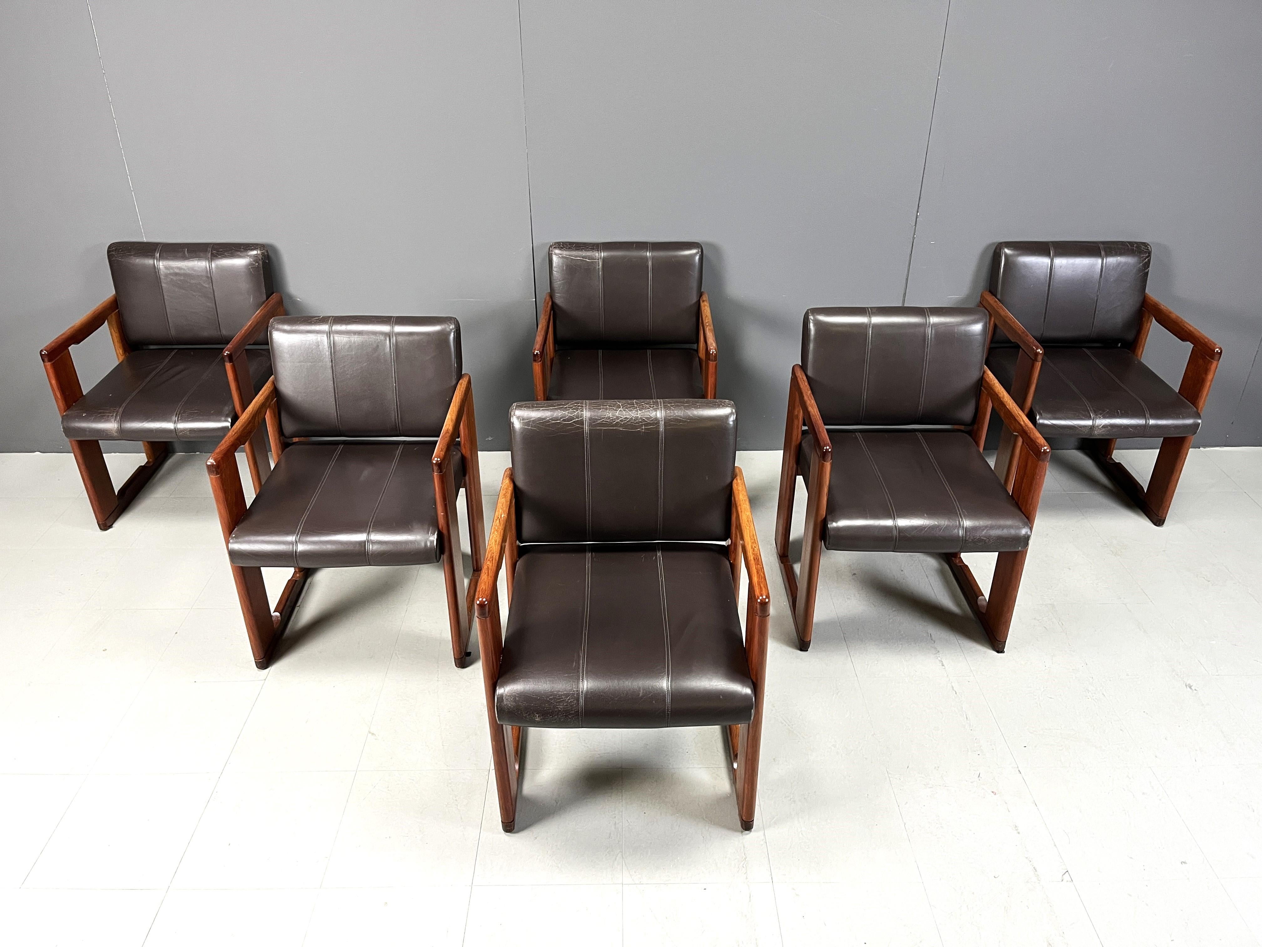 Mid-Century moderno Set di 6 sedie da pranzo vintage di Tobia & Tobia Scarpa, anni '70 in vendita