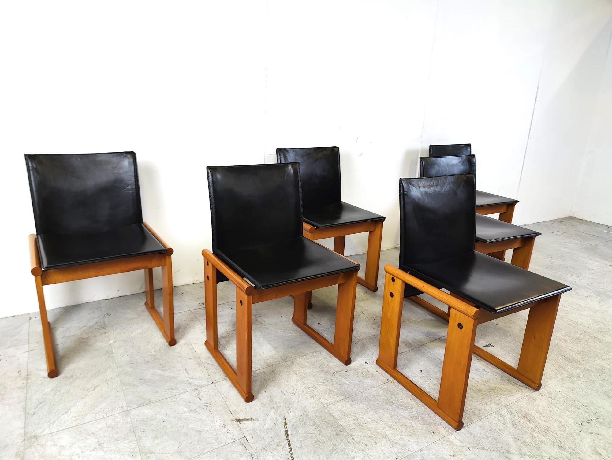 Late 20th Century Set of 6 vintage dining chairs by Tobia & Afra Scarpa, 1970s For Sale