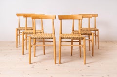 Set of 6 Vintage Dining Chairs from ULUV, Wicker Seats, Czechoslovakia, 1960s