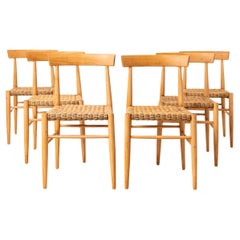 Set of 6 Vintage Dining Chairs from ULUV, Wicker Seats, Czechoslovakia, 1960s