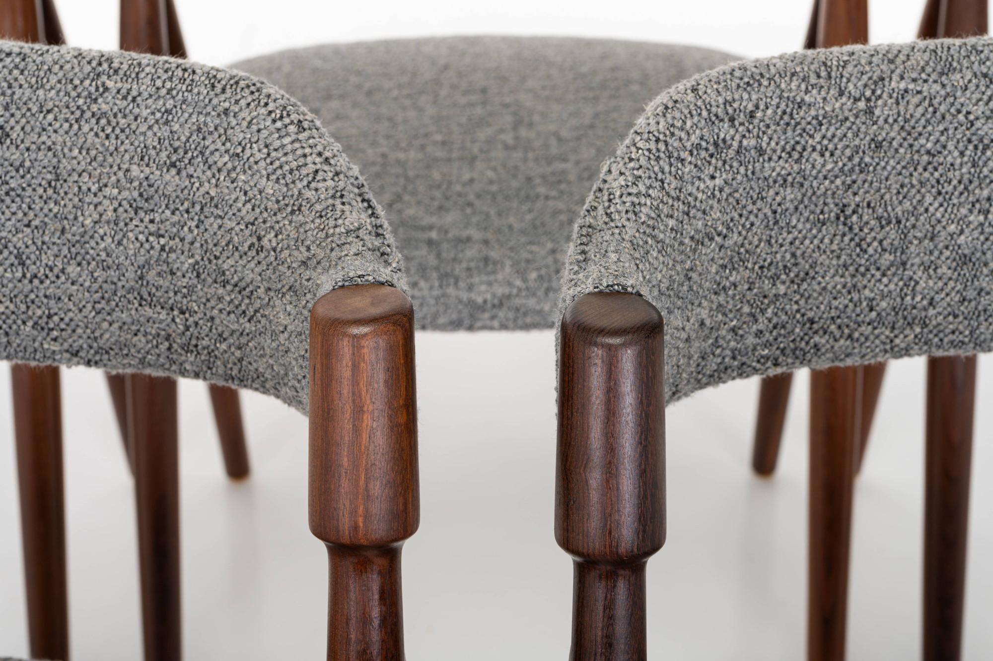Set di 6 sedie da pranzo vintage in bouclé grigio in vendita 1