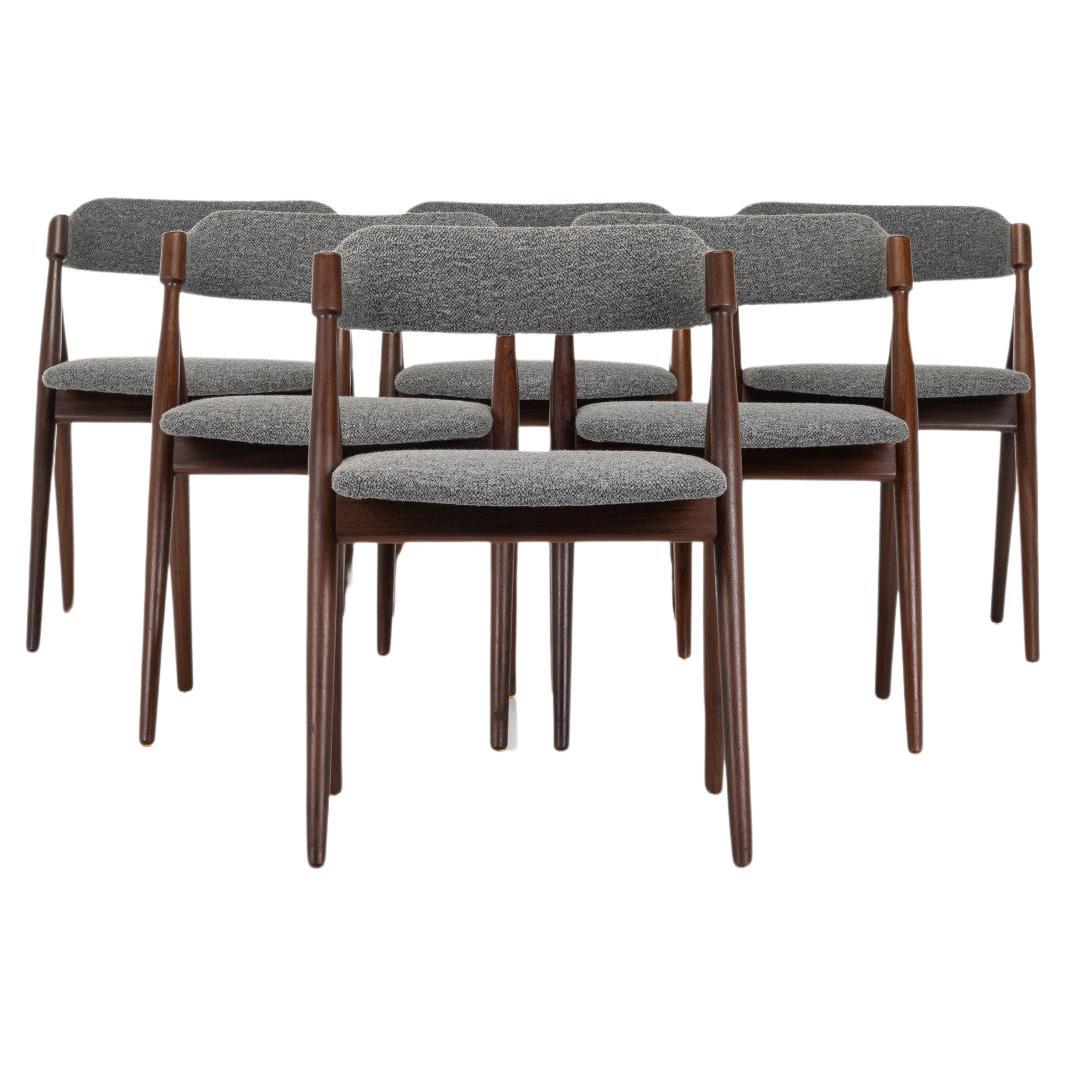 Set di 6 sedie da pranzo vintage in bouclé grigio