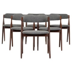 Ensemble de 6 chaises de salle à manger vintage en bouclé gris