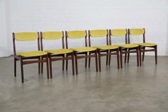 Set of 6 Vintage Dining Chairs Re-Upholstered in Yellow Velvet