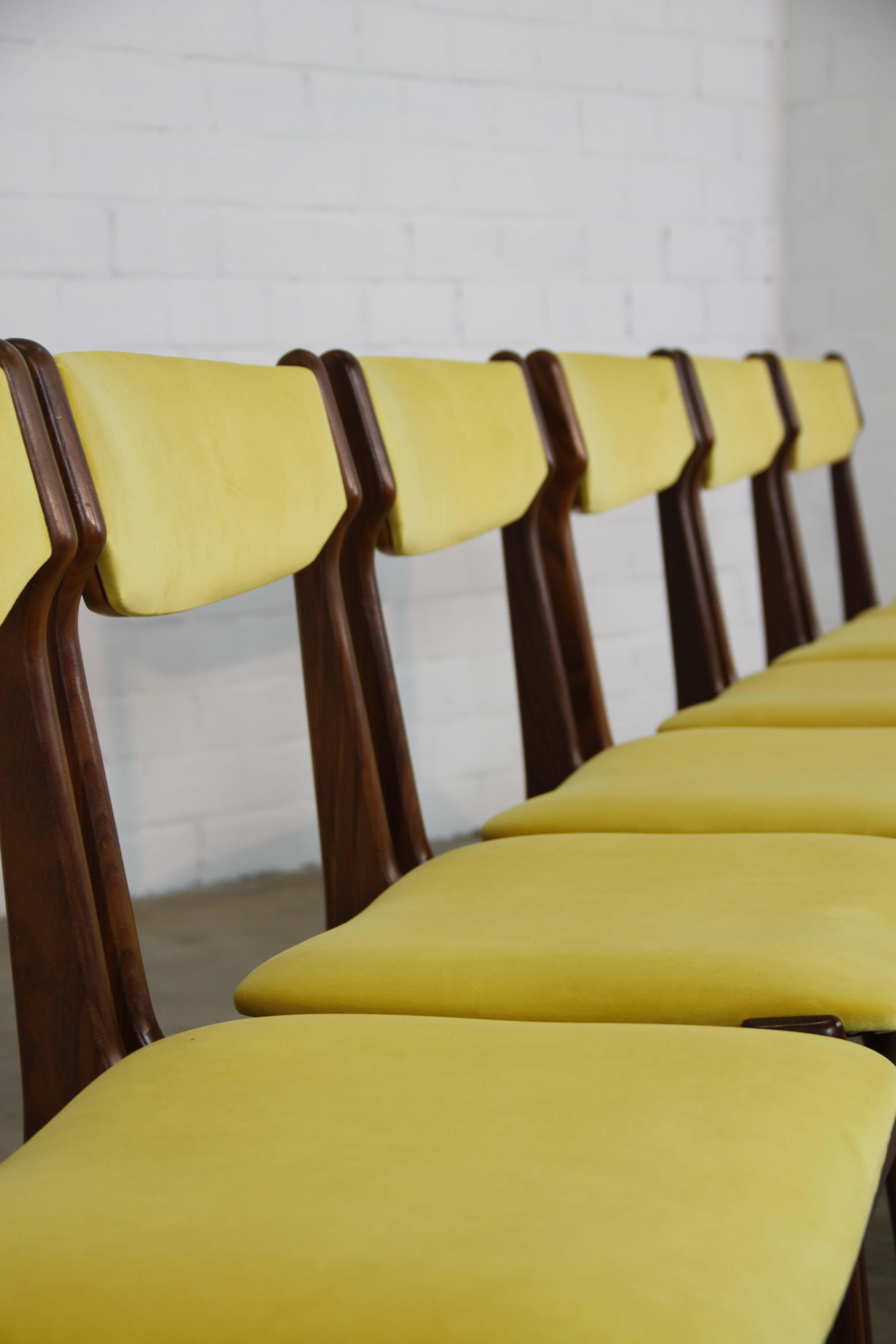 yellow upholstered dining chair
