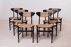 Set of 6 Vintage Dining Chairs, Rope Seatings, Fully Restored, 1960s