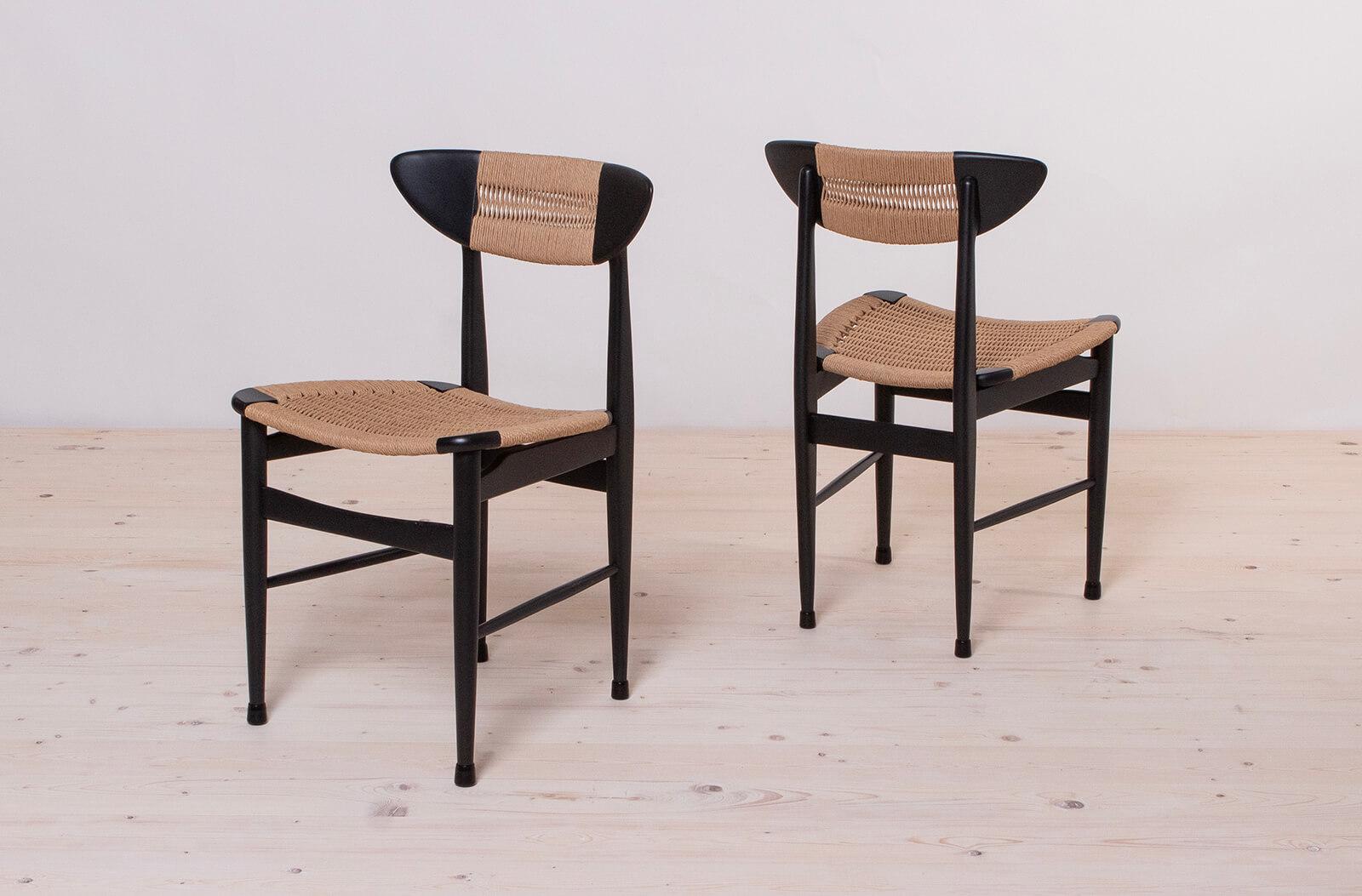 Set of 6 Vintage Dining Chairs, Rope Seatings, Fully Restored, 1960s In Good Condition In Wrocław, Poland