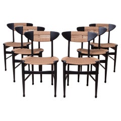 Set of 6 Vintage Dining Chairs, Rope Seatings, Fully Restored, 1960s
