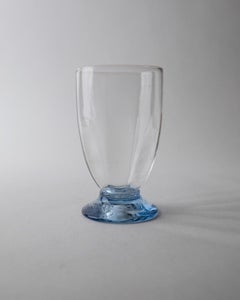 Set of 6 Vintage Drinking Glasses, Clear Glass with Blue Stems, 1980s