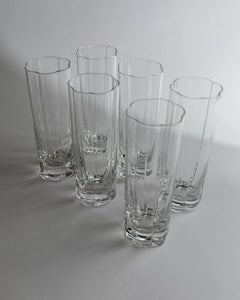 Set of 6 Vintage Drinking Glasses Crystal with Flower Shape, Italy, 1980s