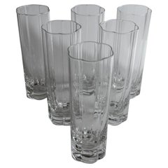 Set of 6 Vintage Drinking Glasses Crystal with Flower Shape, Italy, 1980s