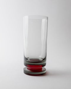 Set di 6 bicchieri vintage, vetro grigio con stelo rosso, anni '70