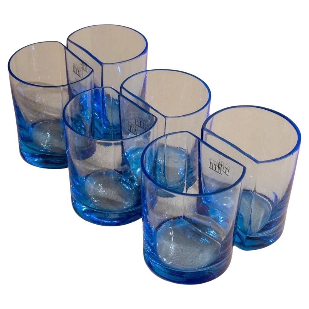 Ensemble de 6 verres à boire vintage en bleu - Design Ane par Pitti Studio, années 1980