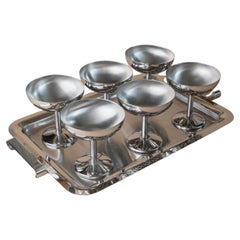 Set of 6 Vintage Drinking Glasses with Tray, Italy, 1970s