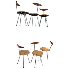 Set of 6 Vintage Effezeta Italian Clover Dining Chairs, circa 1970s