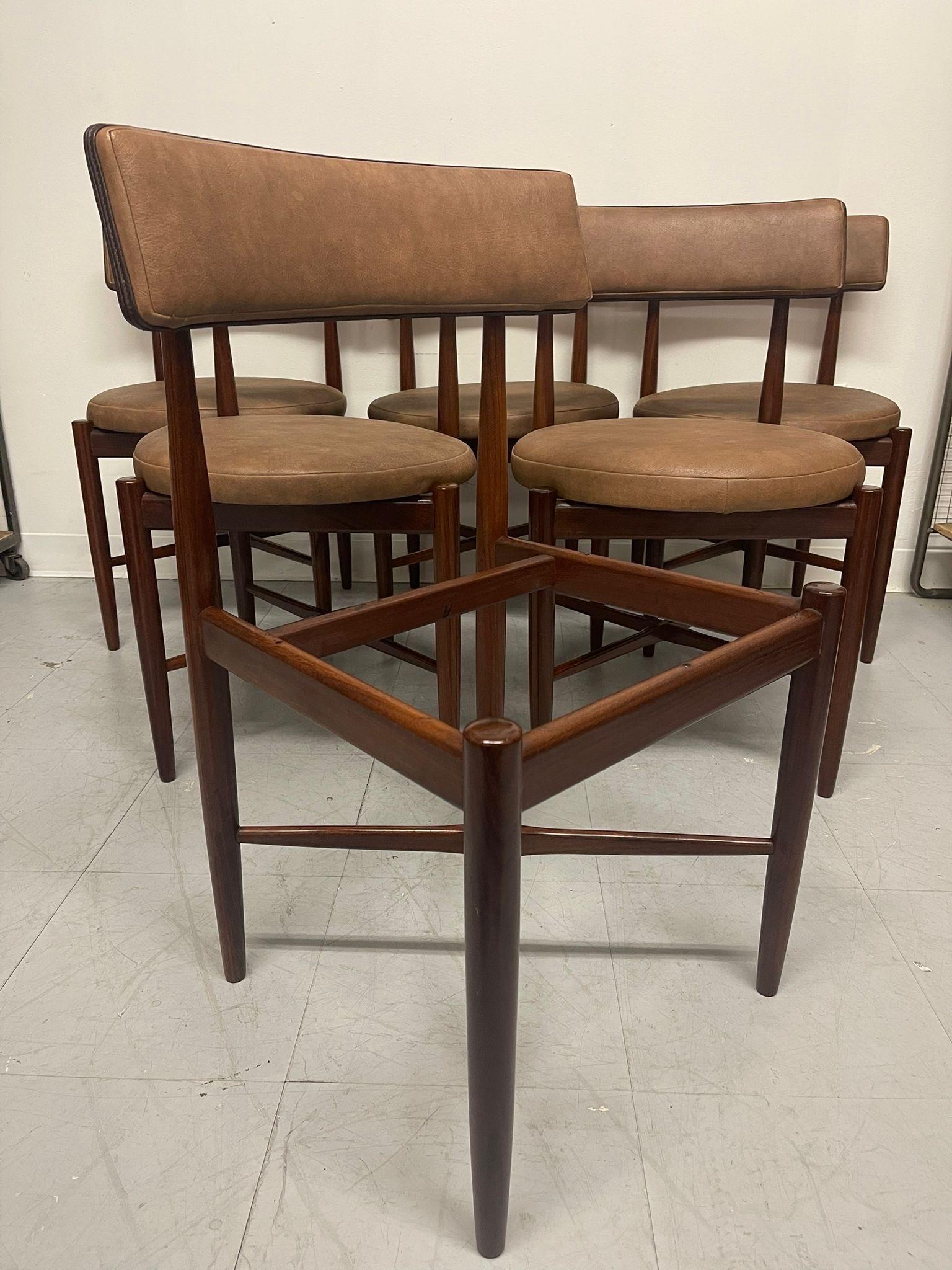 Mid-Century Modern Set of 6 Vintage English Mid Century Modern G-Plan Dining Chairs. For Sale