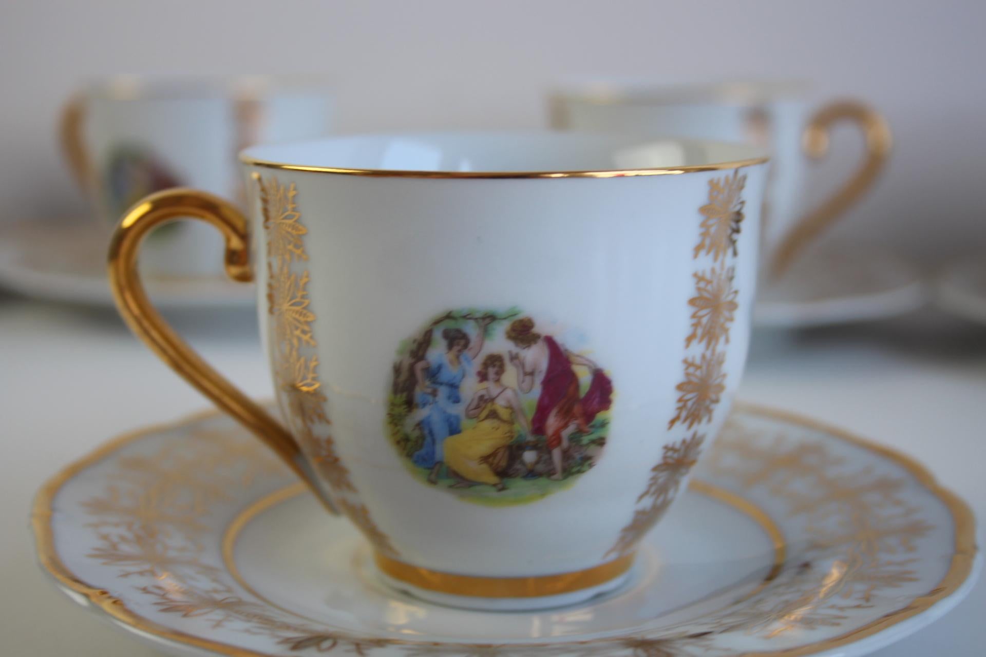 Set of 6 Vintage EPIAG Czech Porcelain Demitasse Cups and Saucers For Sale 1