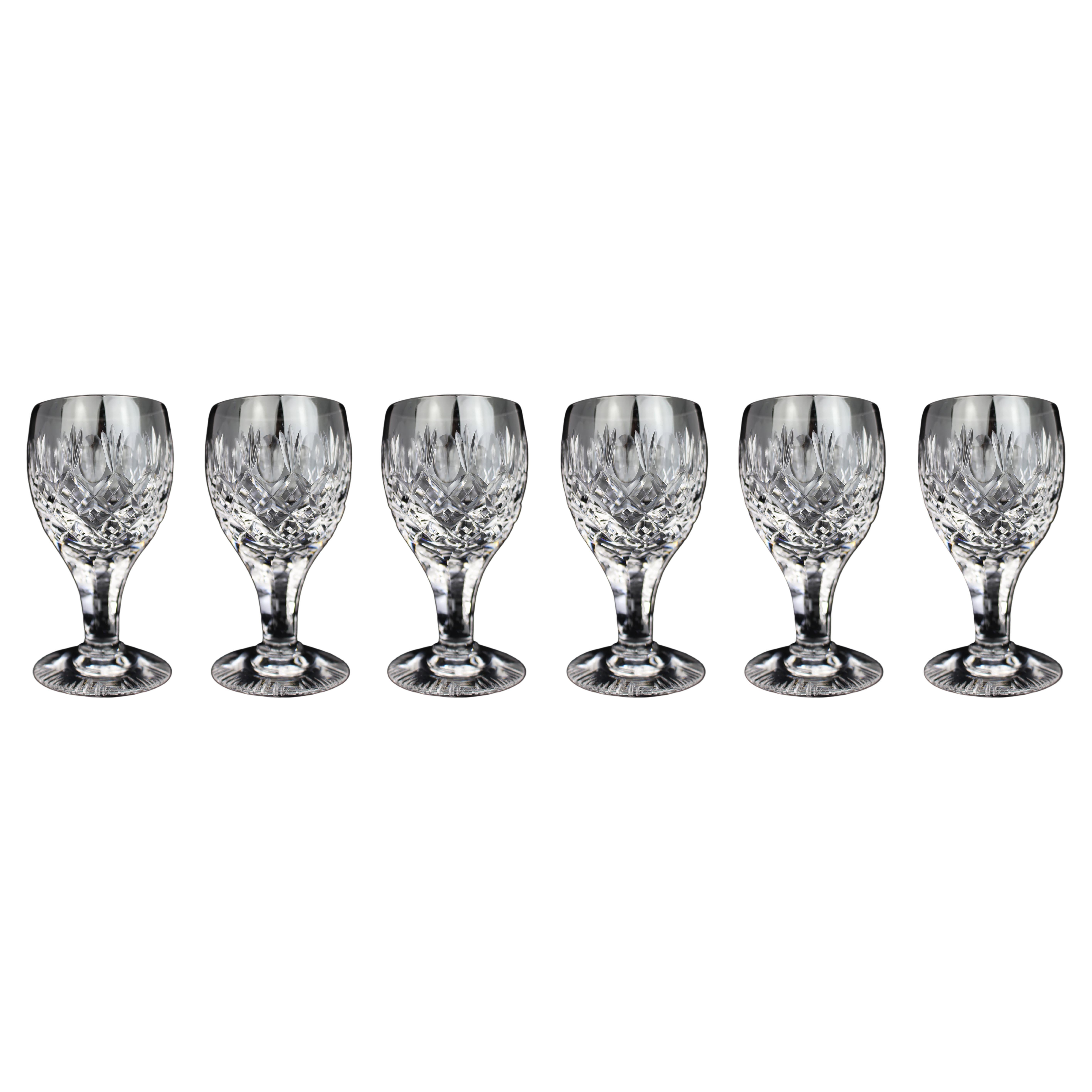 Set of 6 Vintage Fine Crystal Small Wine Glasses