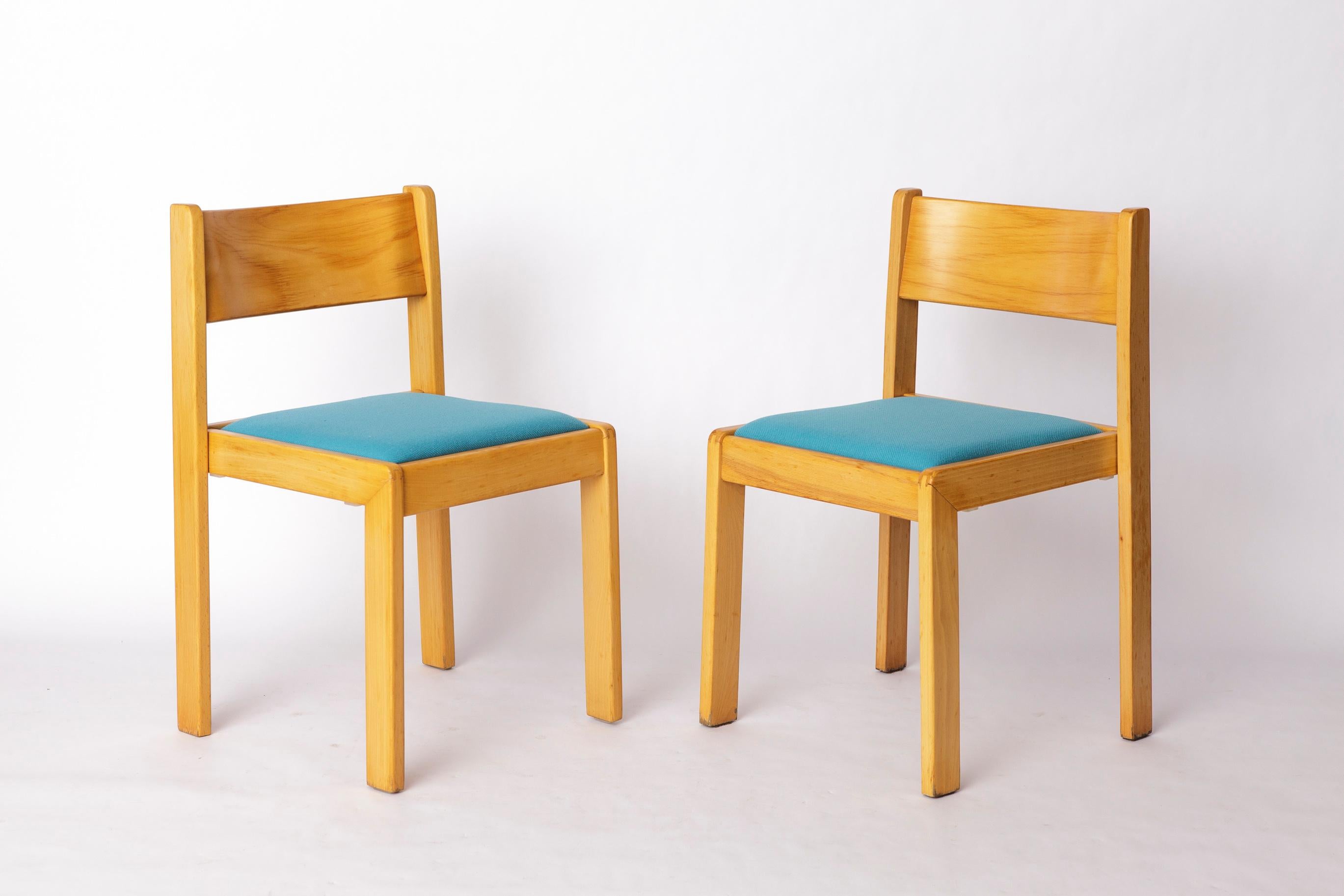 6er Set Vintage Flötotto Stapelstühle - 1970er Jahre Deutsches Design, Buchenholz (Ende des 20. Jahrhunderts) im Angebot