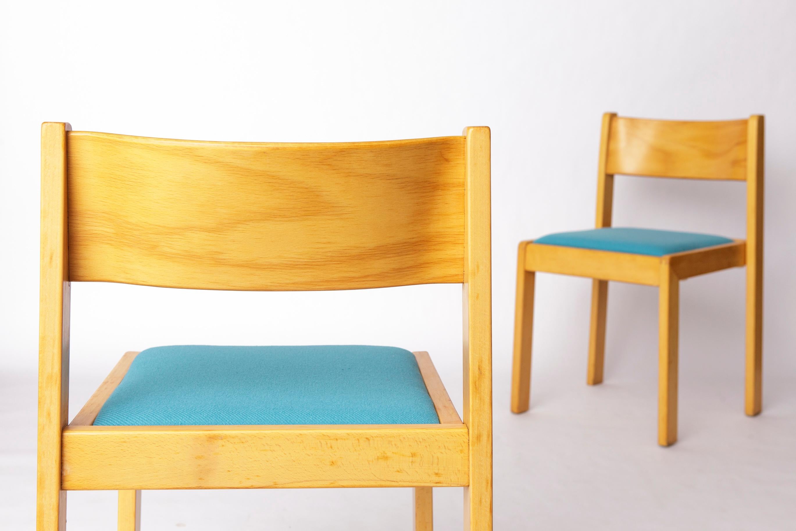 6er Set Vintage Flötotto Stapelstühle - 1970er Jahre Deutsches Design, Buchenholz im Angebot 1