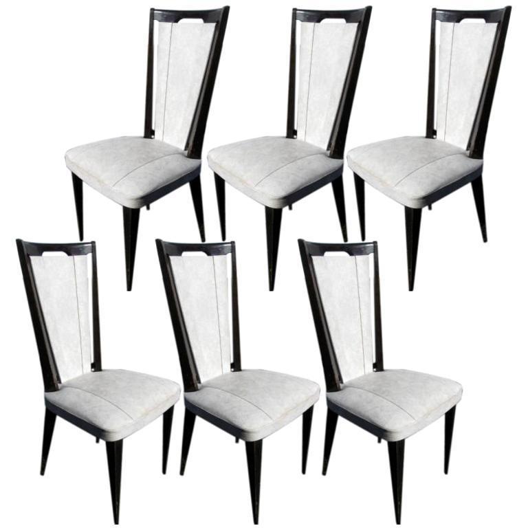 Ensemble de 6 chaises de salle à manger françaises vintage