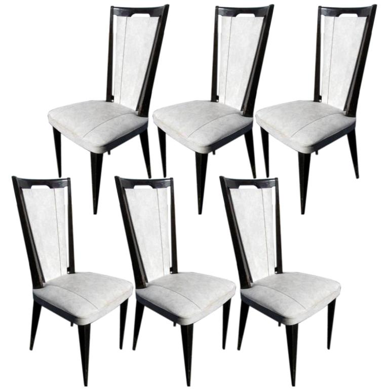 Set of 6 vintage French Dining Chairs For Sale at 1stDibs